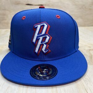 NEW sz 7 Puerto Rico Rings Crwns Boricua Country Pride Fitted Cap Hat Blue